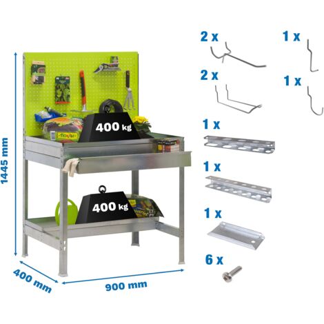 Estantería SIMONGARDEN Pack s.bt2 box 900x400 verde/galv+ 9accs