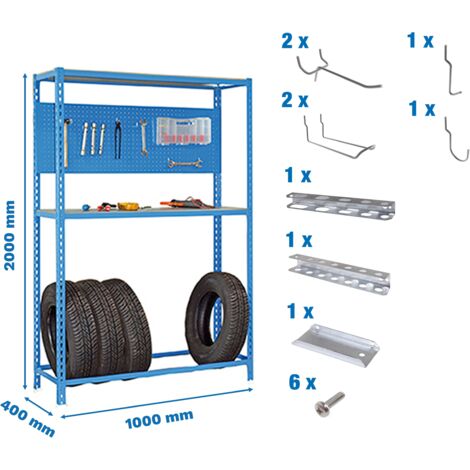 Estantería SIMONRACING Pack plus 3/400 azul /galvanizada + 9 accesorios