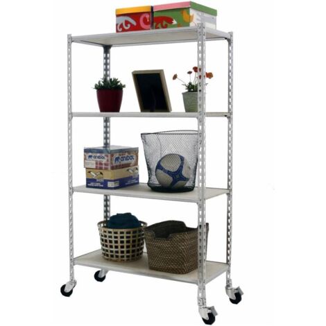Estantería SIMONRACK Maderclick mobile 4/400 1500 galva/madera