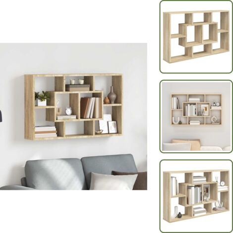 Estantería Sonoma Oak - vidaXL Estantería pared madera ingeniería roble Sonoma 85x16x52,5 cm - Almacenamiento mural