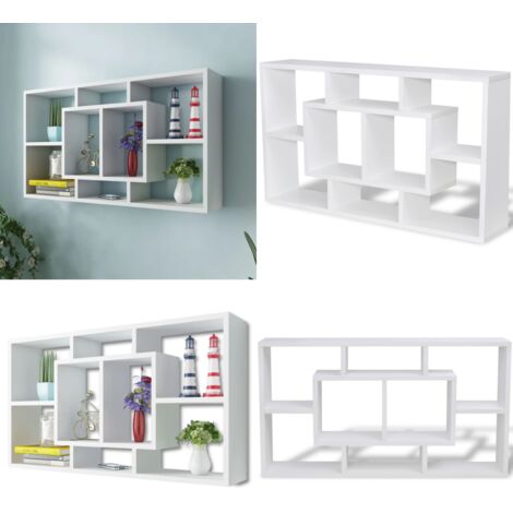 Estantería suspendida con 8 compartimentos blanco - Estantería con 8 compartimentos - Estantería de madera