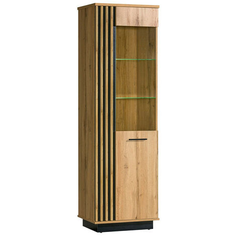 Estantería Tenodeu 101 , Con puertas, Cerrable, MDF, Aglomerado laminado, Vidrio templado, Número de puertas: 1, Número de cajones: 0, 194x60x40cm