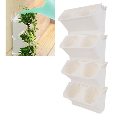 Estantería vertical para plantas de pared, PP blanco, 57 x 24 cm, 33 piezas, para balcón y decoración de interiores.