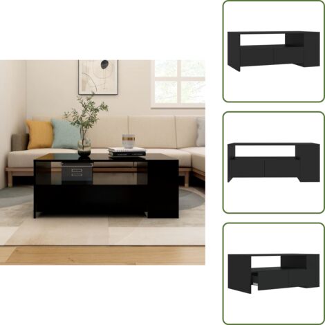 Estantería - vidaXL Mesa de centro madera de ingeniería negra 102x55x42 cm - Cajón