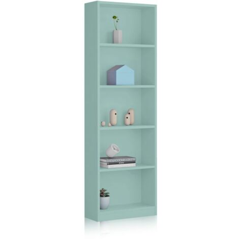 Estantería y Librería Juvenil Dormitorio Infantil I-Joy Melamina Color Verde 52x180x25 cm