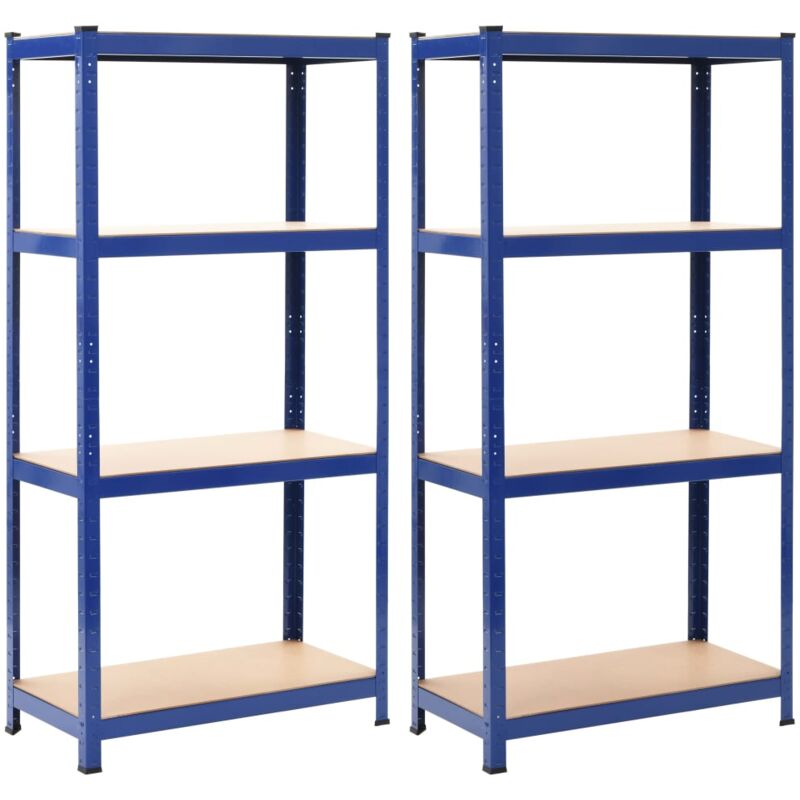 

vidaXL Estanterías 2 unidades azul 80x40x160 cm acero y MDF - Azul