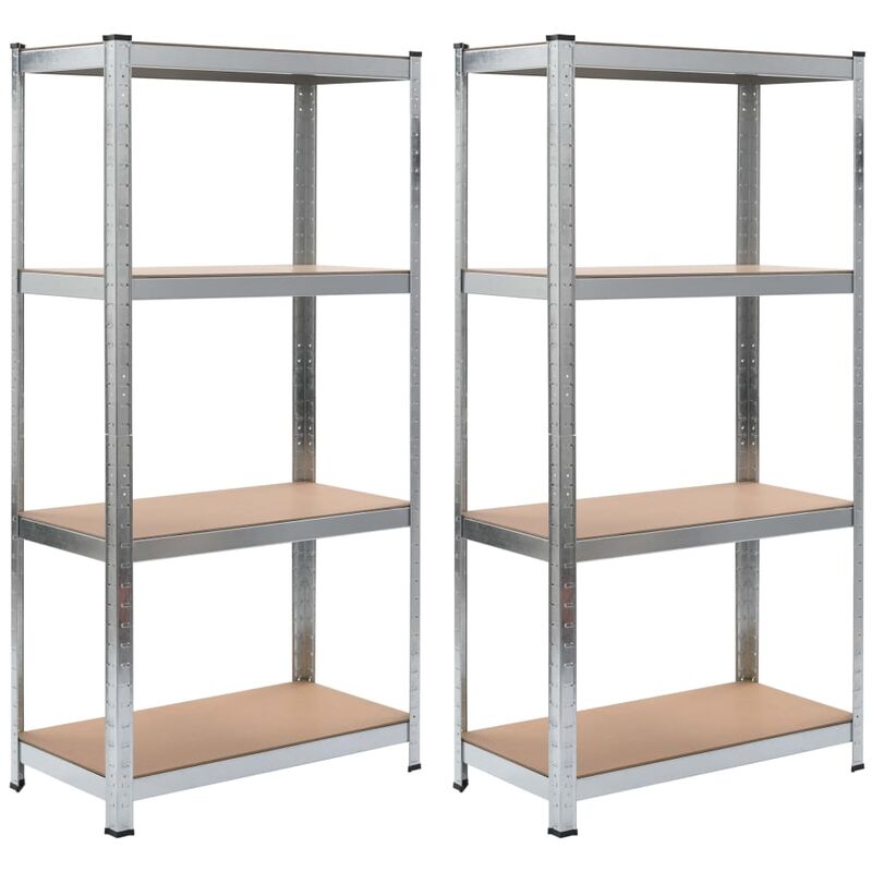 

Estanterías 2 unidades plateado 80x40x160 cm acero y MDF
