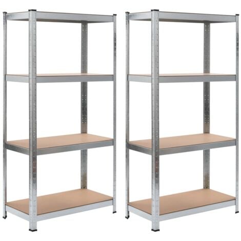 Estanterías 2 unidades plateado 80x40x160 cm acero y MDF