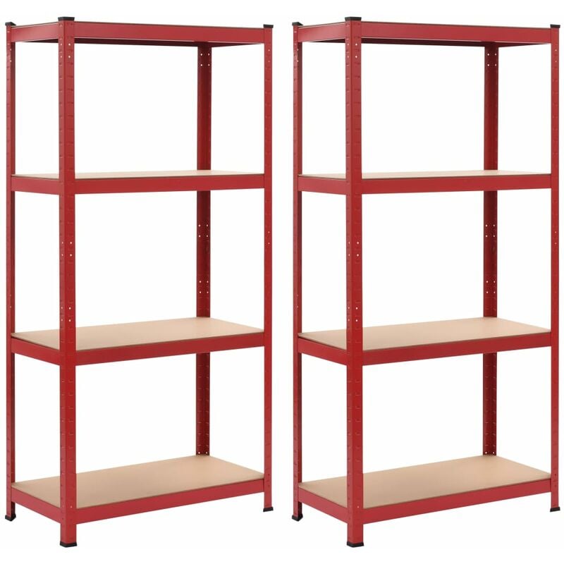 

Estanterias 2 unidades rojo 80x40x160 cm acero y MDF