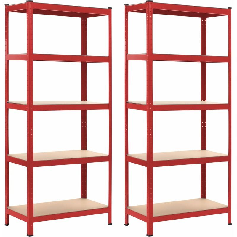

Estanterías 2 unidades rojo 80x40x180 cm acero y MDF