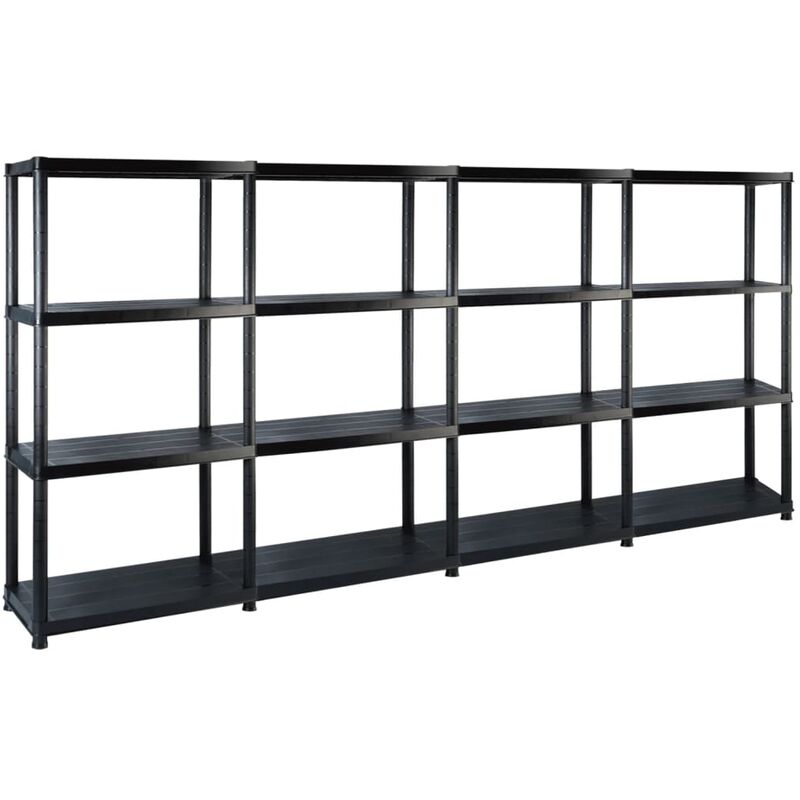 

Bh Design - Estanterías almacenaje 4 niveles plástico negro 244x30,5x130 cm