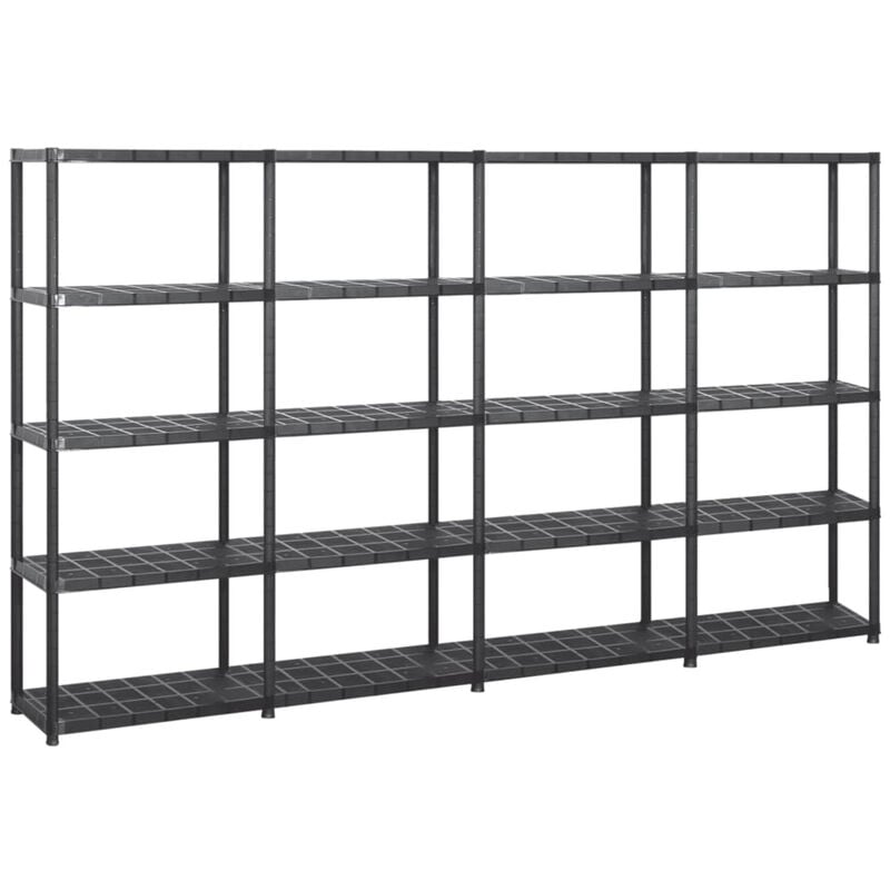 

Estanterias de almacenaje 5 niveles plastico negro 284x38x170cm