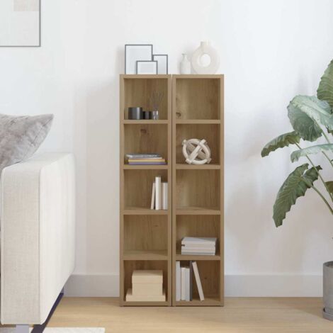 Estanterías de CD 2 uds madera roble artisan 21x16x93,5 cm