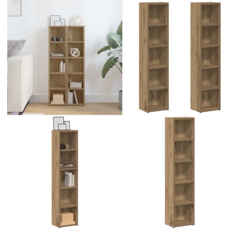 Estanterías de CD 2 uds madera roble artisan 21x16x93,5 cm - Estantería de música - Estantería de discos