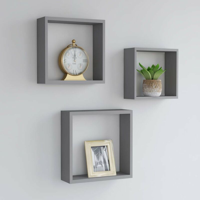 

Estanterias de cubos para pared 3 piezas gris