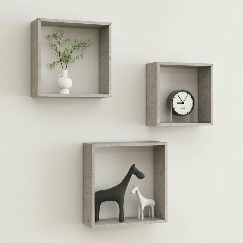 

Estanterias de cubos para pared 3 piezas gris hormigon