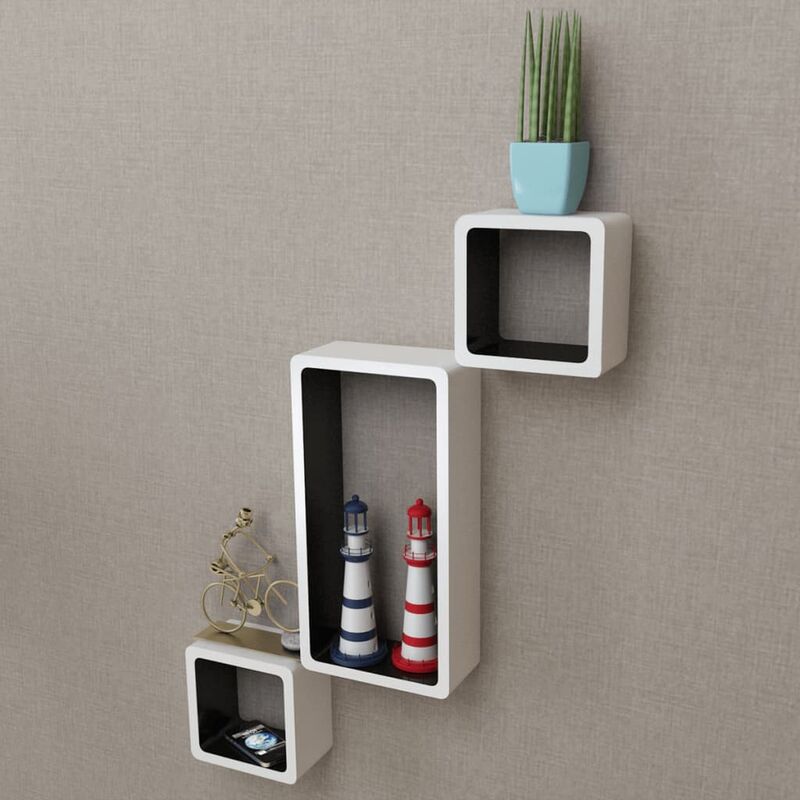 

Estanterías de cubos para pared 6 unidades blanco y negro