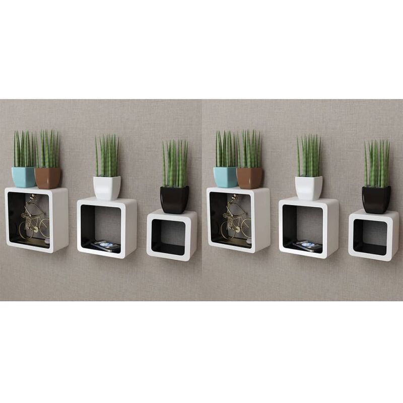 

Estanterías de cubos para pared 6 unidades blanco y negro