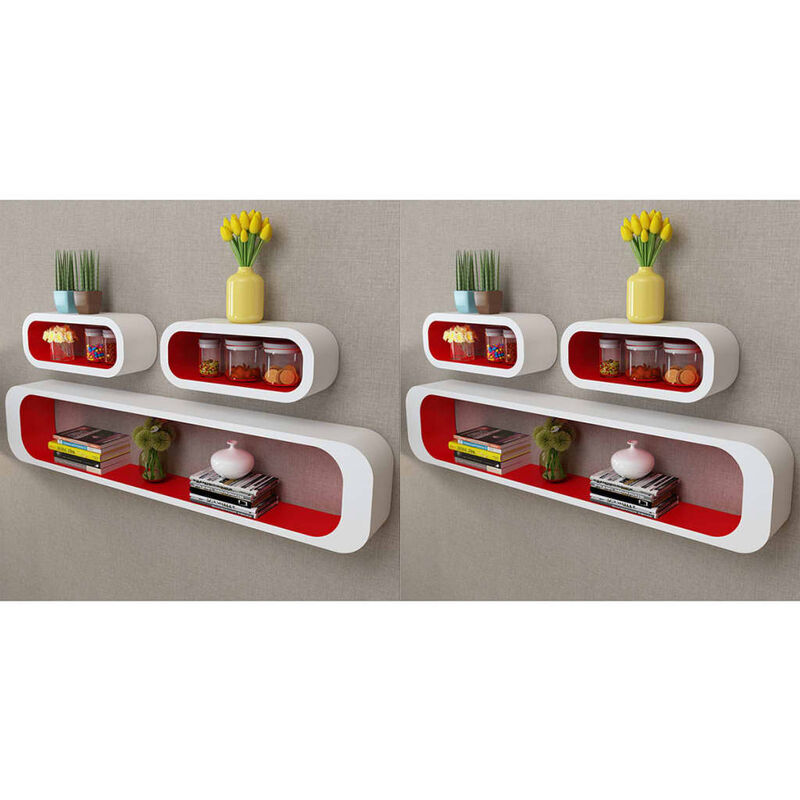 

Happyshopping - Estanterias de cubos para pared 6 unidades blanco y rojo