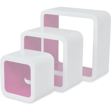 Estanterías de cubos para pared 6 unidades blanco y rosa