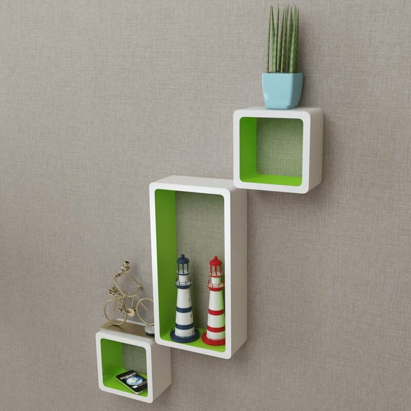 

Estanterias de cubos para pared 6 unidades blanco y verde