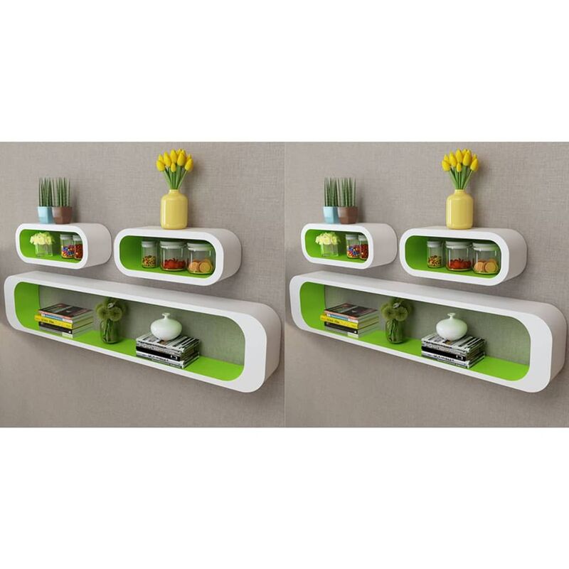 

Estanterías de cubos para pared 6 unidades blanco y verde
