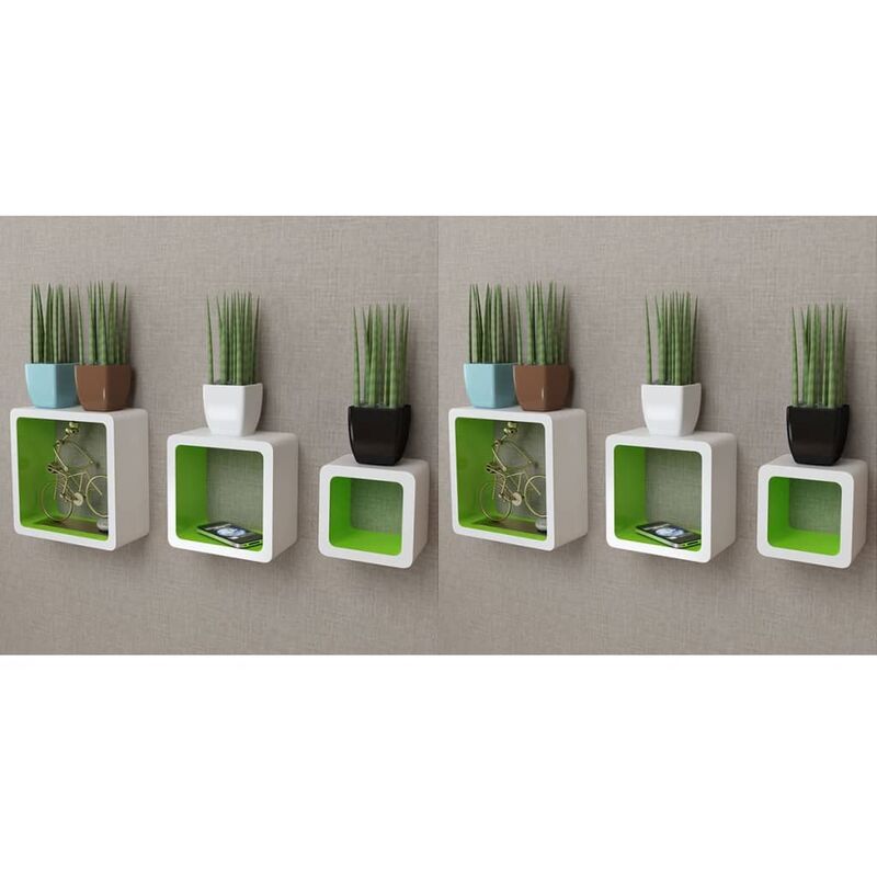 

Estanterías de cubos para pared 6 unidades blanco y verde