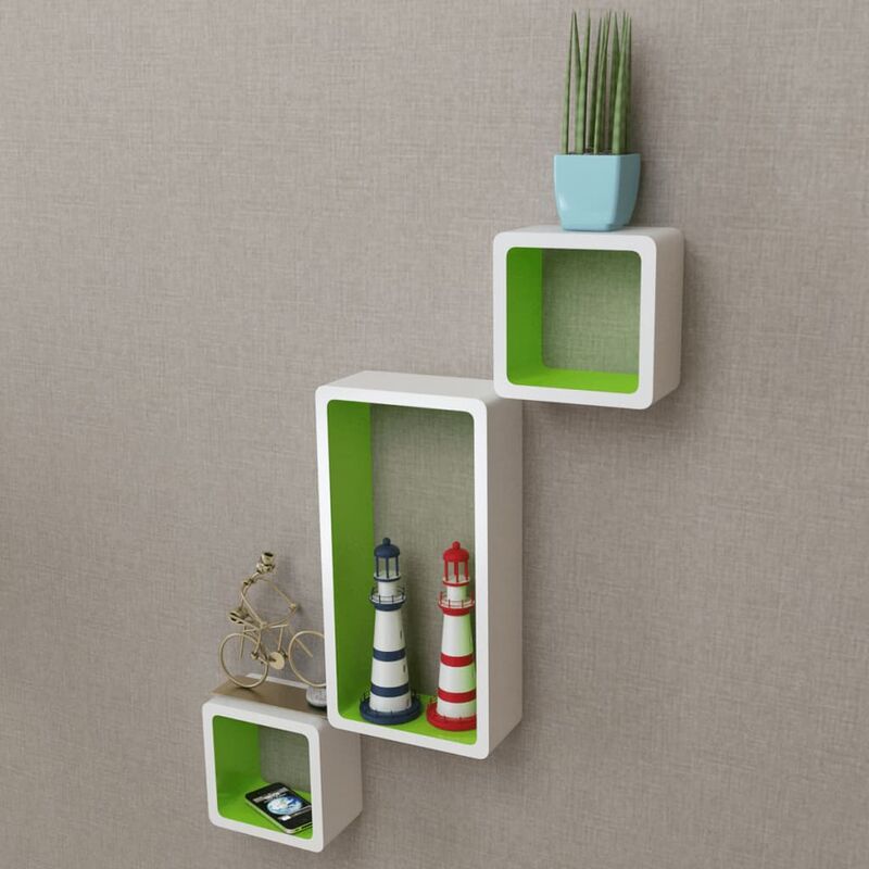 

Estanterías de cubos para pared 6 unidades blanco y verde