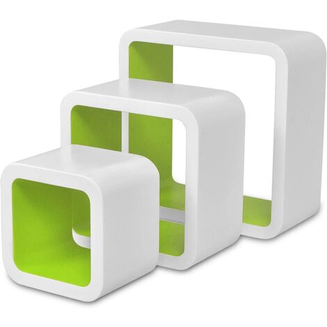 Estanterías de cubos para pared 6 unidades blanco y verde