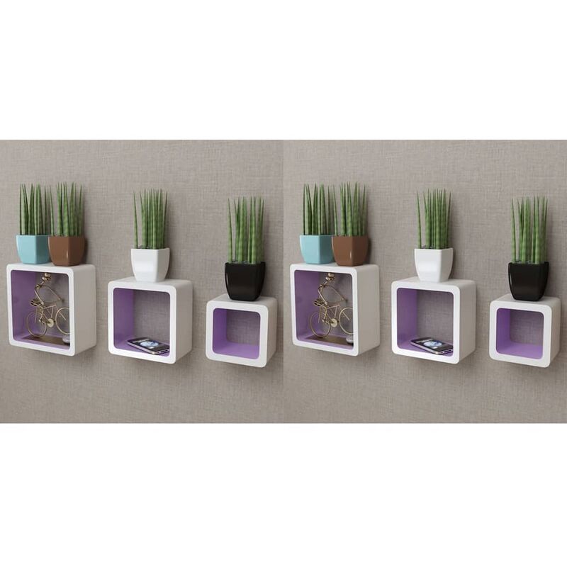

Estanterías de cubos para pared 6 unidades blanco y violeta