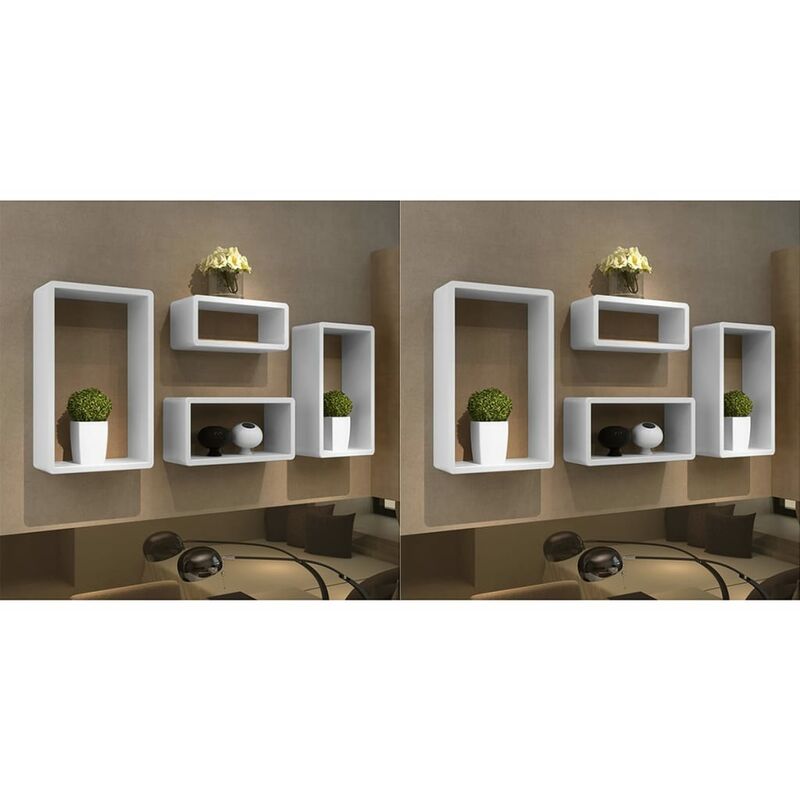 

Happyshopping - Estanterias de cubos para pared 8 unidades blanco