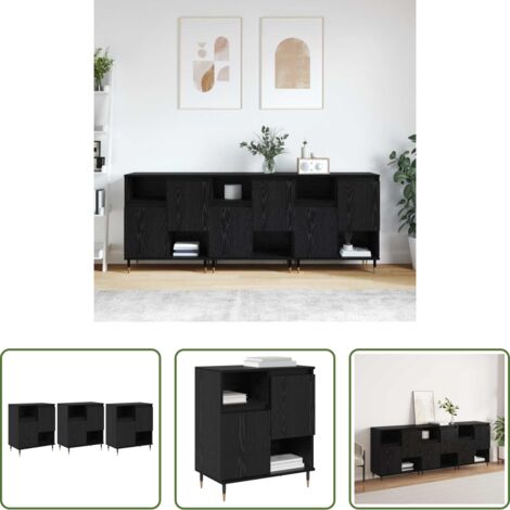 Estanterías de madera - Tableros Lateral 3 pcs Roble negro 180 x 35 x 70 cm