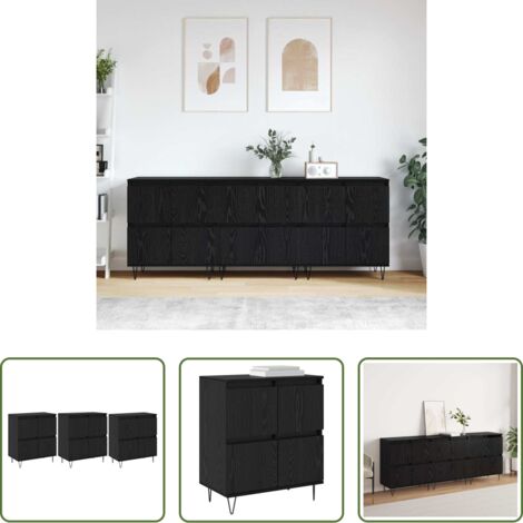 Estanterías de madera - Tableros Lateral 3 pcs Roble negro 180 x 35 x 70 cm