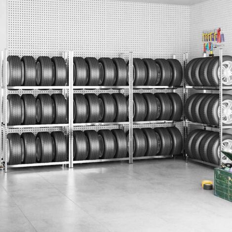 Estanterías de neumáticos 3 niveles 4 uds acero 110x40x200 cm