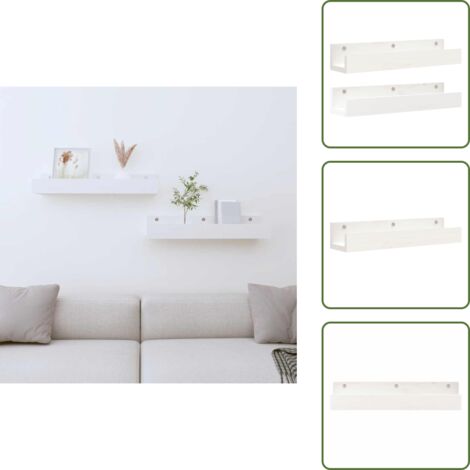 Estanterías decorativas - vidaXL Estantes de pared 2 uds madera maciza de pino blanco 50x12x9 cm - Estanterías de almacenamiento