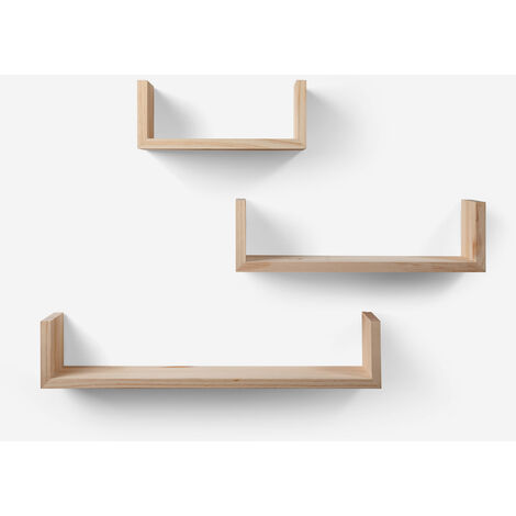 Estanterías flotantes pared juego 3 madera pino alistonado