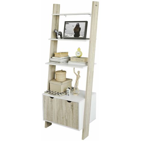 Estanterías Librerias, Biblioteca de Almacenamiento en Rack 4 Estantes con 1 Armario Moderno, FRG110-WN SoBuy ES