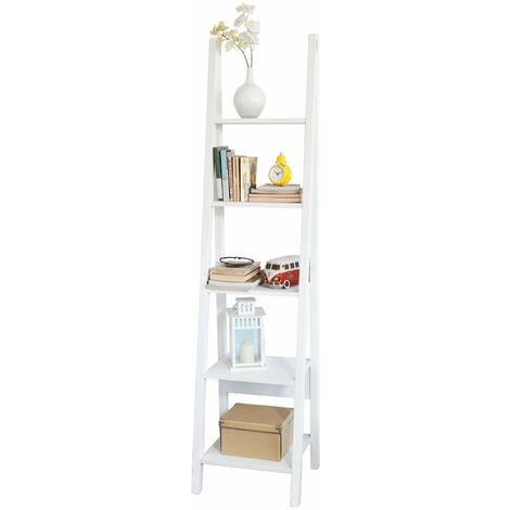 HOMCOM Estantería de Pared de Libros con 4 Estantes Librería Infantil para  Hogar Oficina Carga 30kg 25 Libros Resistente al Agua 59x12x113cm Blanco