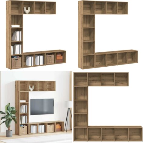 Estanterías para libros 3 uds madera ingeniería roble artesanal - Estantería de madera - Estantería de ingeniería