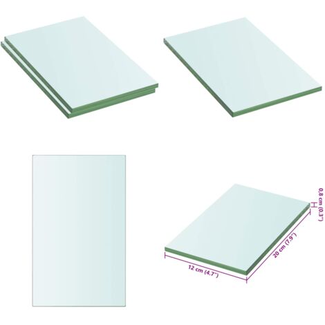 Estantes 2 unidades panel de vidrio transparente 20x12 cm - Estantería de cristal - Estantería transparente