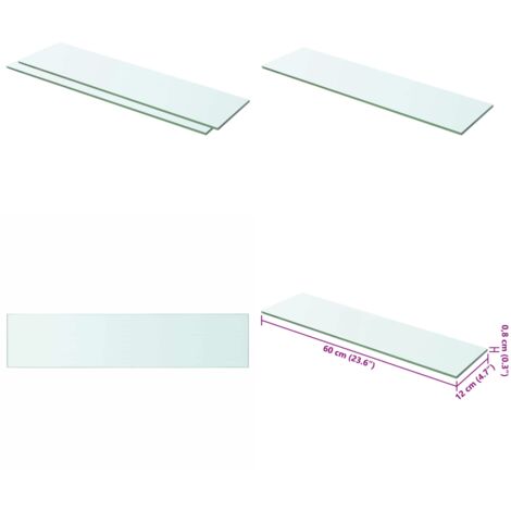 Estantes 2 unidades panel de vidrio transparente 60x12 cm - Estantería transparente - Estantería de cristal
