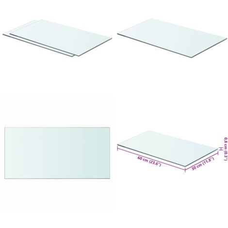 Estantes 2 unidades panel de vidrio transparente 60x30 cm - Estantería de cristal - Estantería transparente