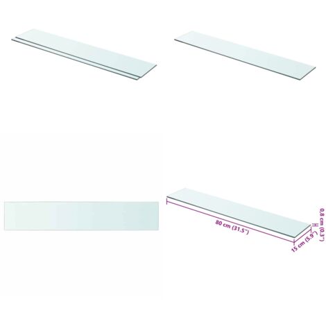 Estantes 2 unidades panel de vidrio transparente 80x15 cm - Estantería transparente - Estantería de cristal