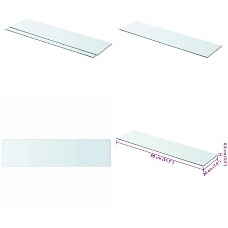 Estantes 2 unidades panel de vidrio transparente 80x20 cm - Estantería transparente - Estantería de cristal