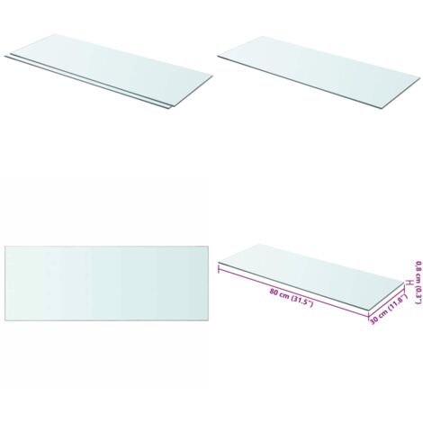 Estantes 2 unidades panel de vidrio transparente 80x30 cm - Estantería transparente - Estantería de cristal