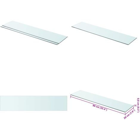 Estantes 2 unidades panel de vidrio transparente 90x20 cm - Estantería transparente - Estantería de cristal