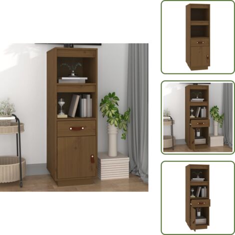 Estantes abiertos - vidaXL Aparador alto madera maciza de pino marrón miel 34x40x108,5 cm - Muebles de madera