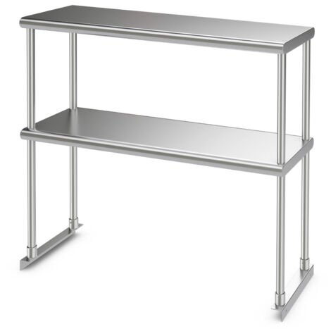 Estantes adicionales para mesa de trabajo de cocina de acero inoxidable regulable en altura estante de 2 niveles de 92 cm de largo