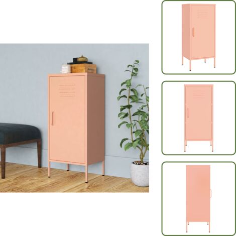 Estantes ajustables - vidaXL Armario de almacenamiento acero rosa 42,5x35x101,5 cm - Armario de almacenamiento