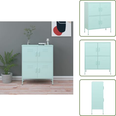 Estantes ajustables - vidaXL Armario de almacenamiento acero verde mint 80x35x101,5 cm - Armario con puertas